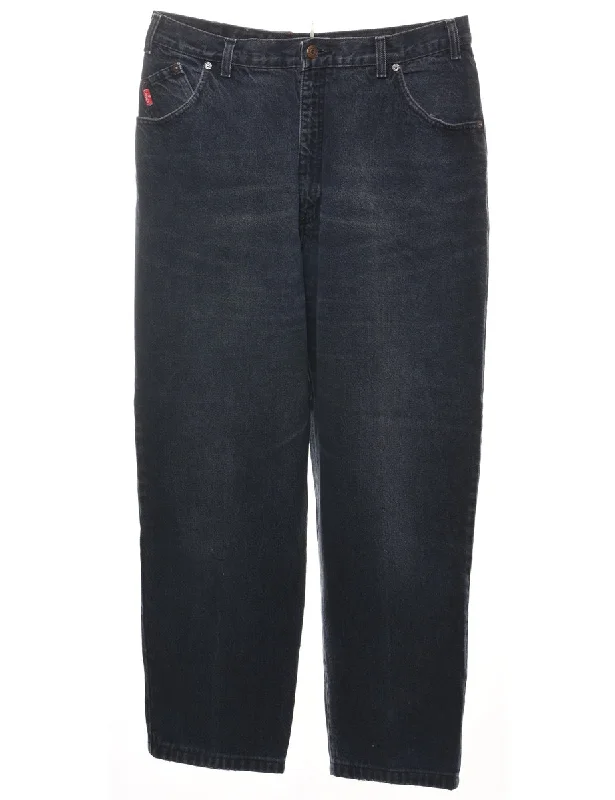 Black Relaxed Fit Tapered Jeans - W32 L28