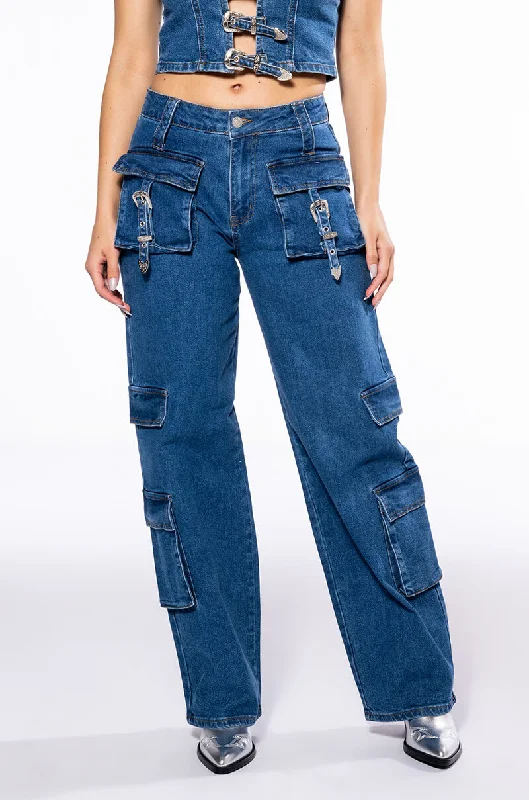 CALYPSO MID RISE WIDE LEG JEANS