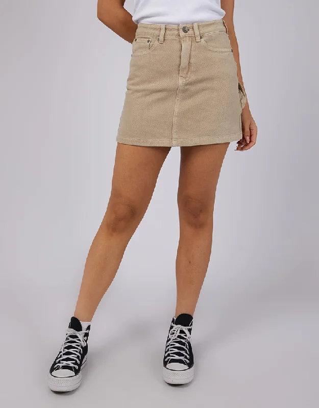 Cargo Denim Skirt Beige