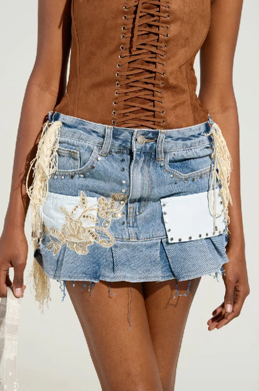 DREAM CATCHER LIGHT BLUE DENIM MINI SKIRT