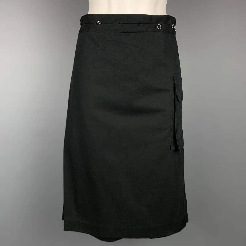 JEAN PAUL GAULTIER FEMME Size 8 Black Twill Cotton Skirt Panel Shorts