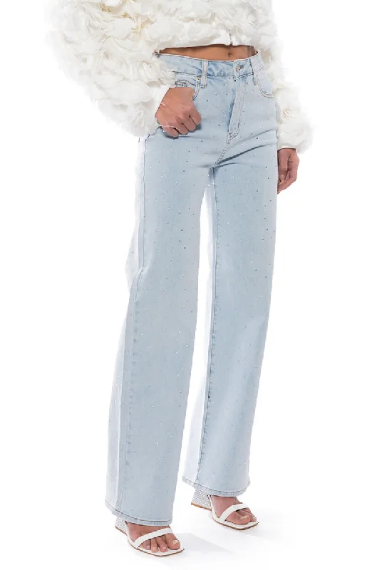 JILLIAN EMBELLISHED WIDE LEG JEANS