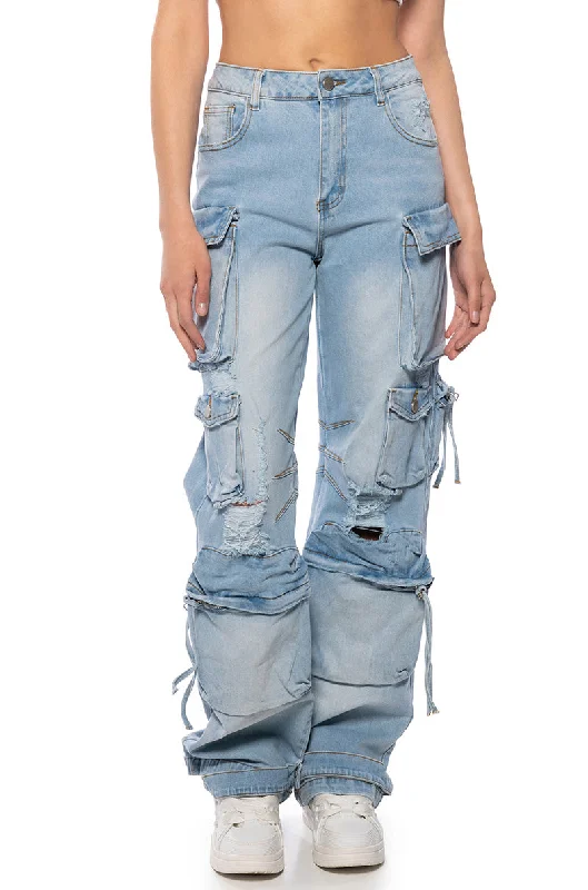 KEEP IT ON THE LOW RELAXED FIT CARGO JEANS