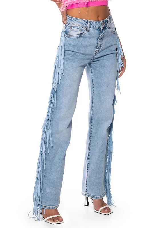 LET LOOSE FRINGE SIDE JEANS