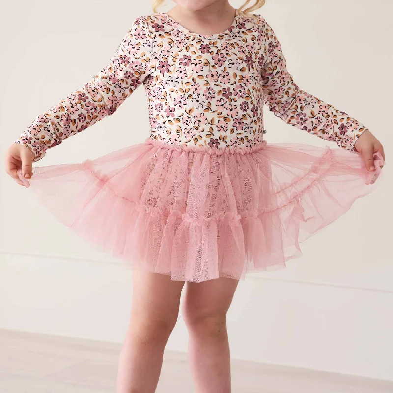 Long Sleeve Ruffle Skirt Leotard | Fall Blooms