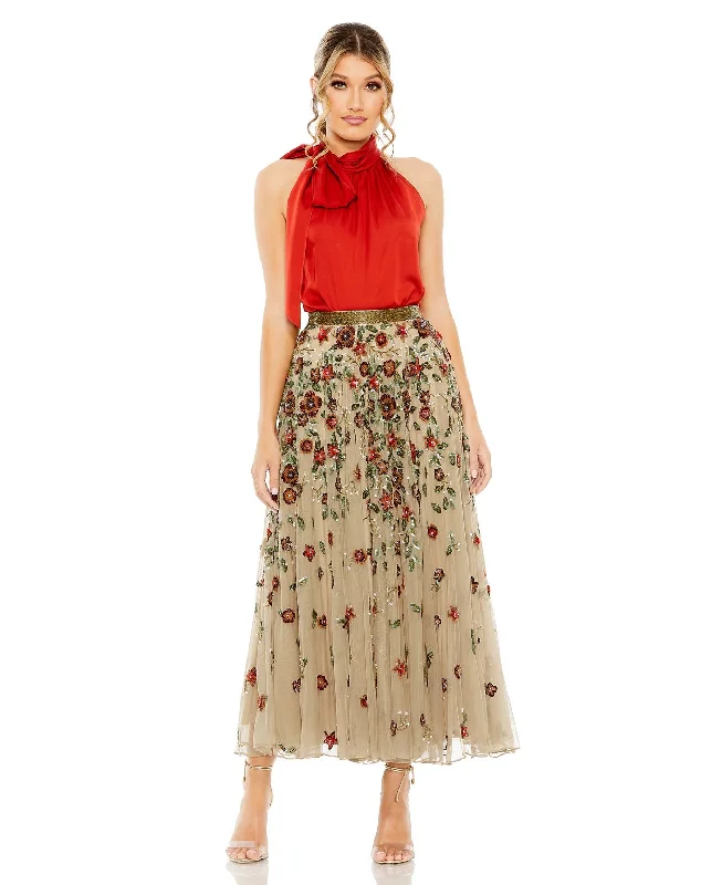 Mac Duggal R5707 Floral Beaded Long Chiffon Skirt Only