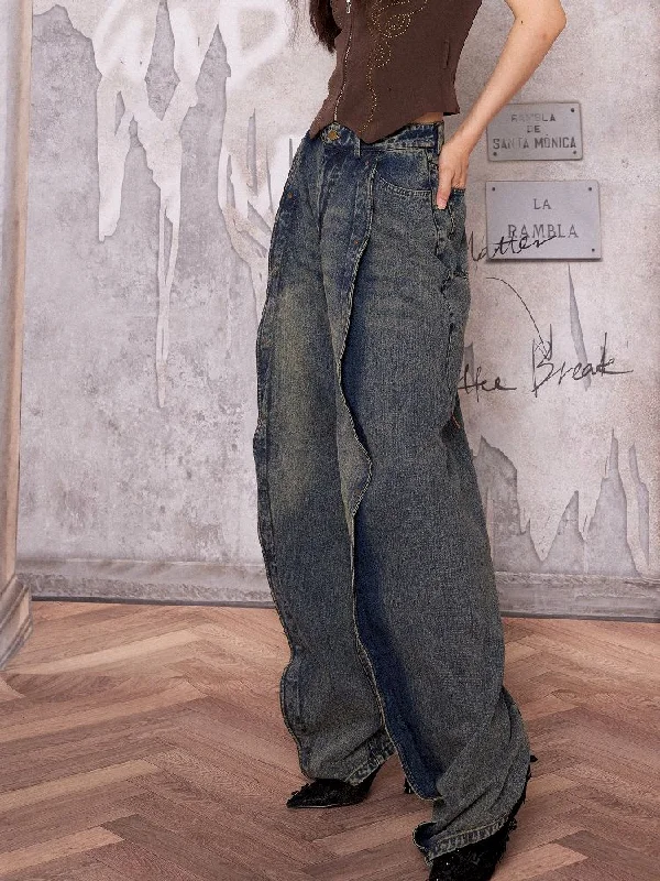 Washed Stacked Wide Leg Jeans【s0000004757】