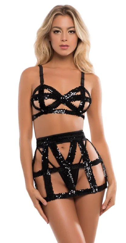 Sexy New Years Sequin Bra and Ultra Mini Skirt