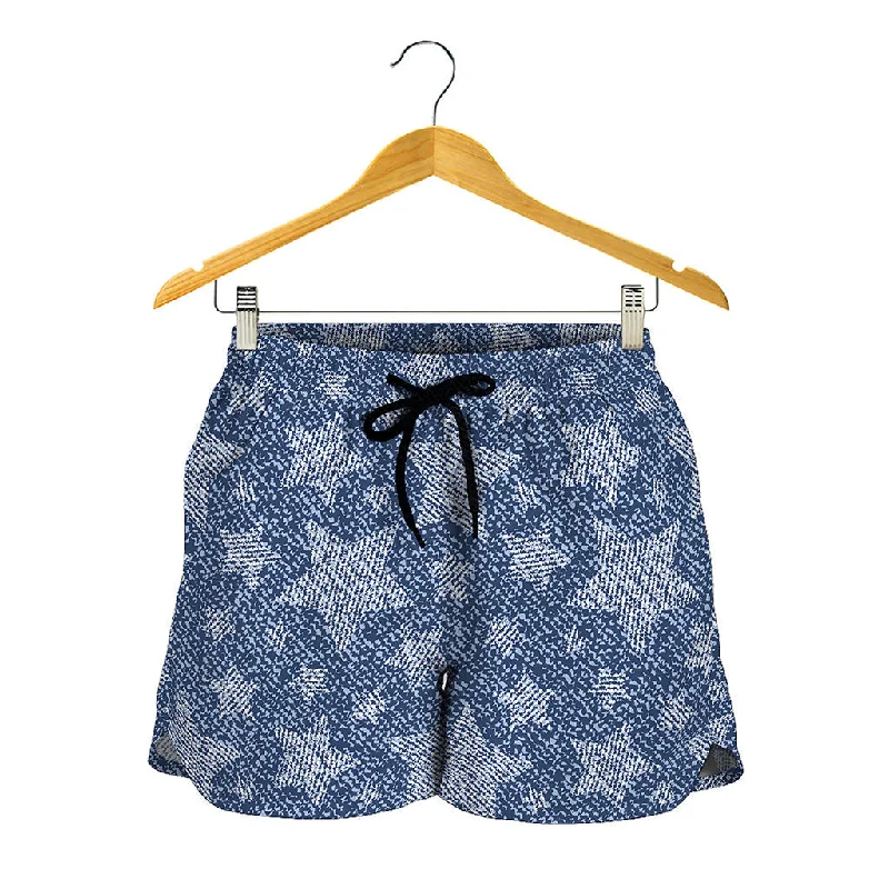 Star Denim Jeans Pattern Print Women's Shorts