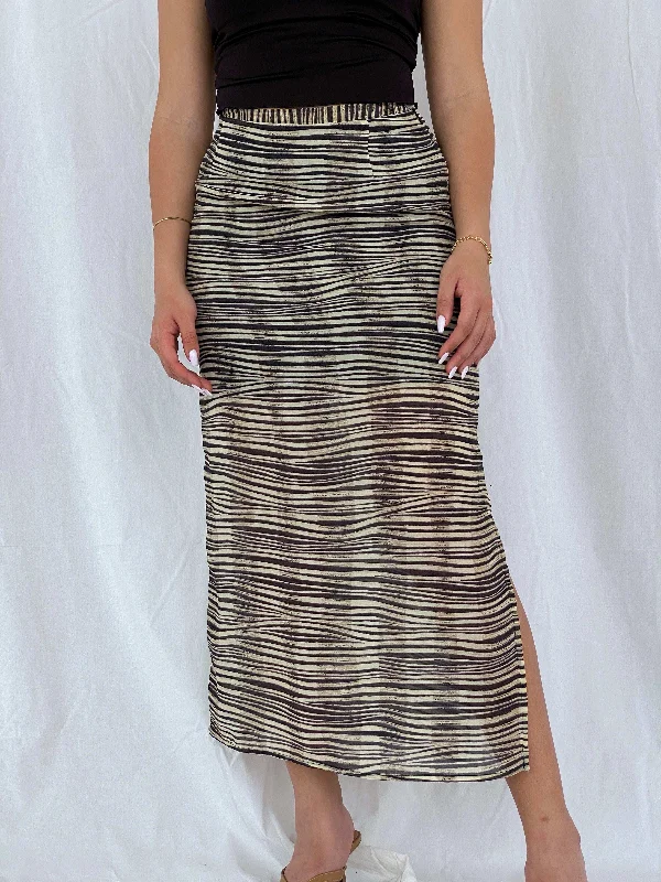 Vintage 90s OMBRALUCE Zebra Print Maxi Sheer Skirt - Size M