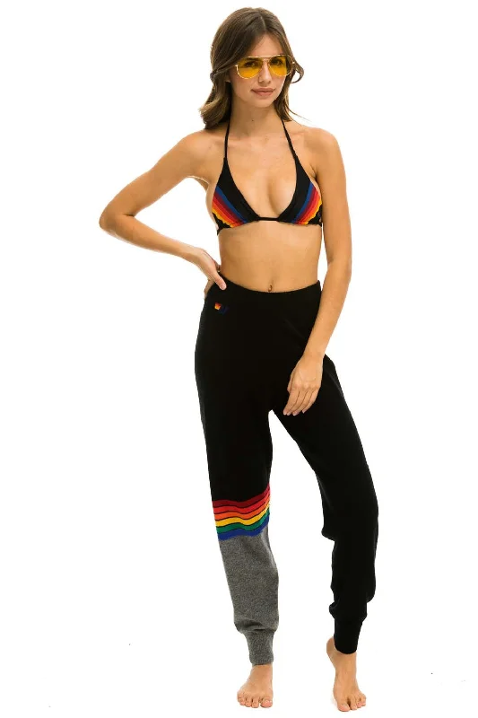 RAINBOW STRIPE CASHMERE LIGHT SWEATER PANT - BLACK // CHARCOAL Mesh Fabric Canvas Fabric Denim Fabric RAINBOW STRIPE CASHMERE LIGHT SWEATER PANT - BLACK // CHARCOAL Mesh Fabric Canvas Fabric Denim Fabric