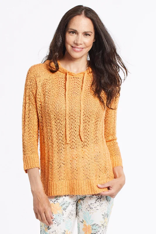 Tribal 3/4 Sleeve Hooded Sweater 4873O-3471-0859 Papaya Long Sweater Short Sweater Cropped Sweater Tribal 3/4 Sleeve Hooded Sweater 4873O-3471-0859 Papaya Long Sweater Short Sweater Cropped Sweater