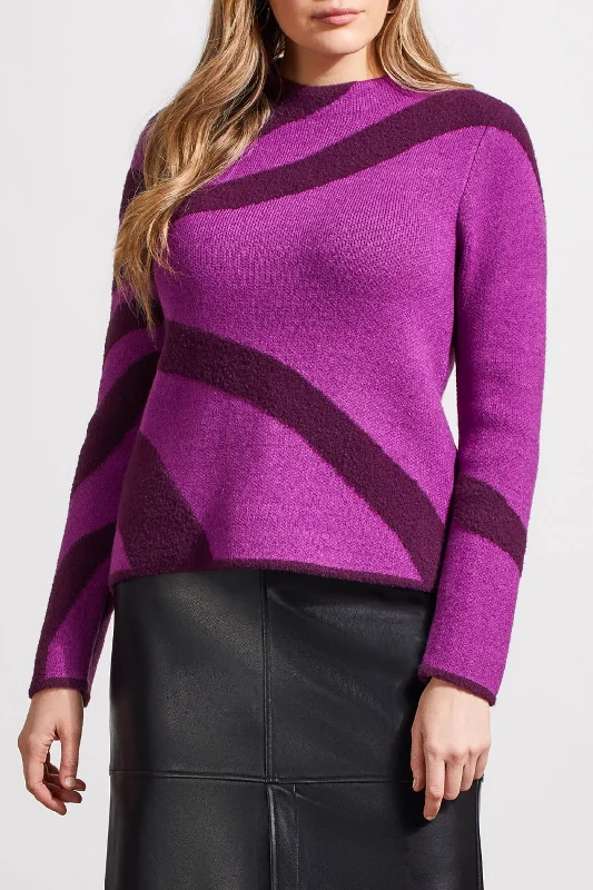 Tribal Mockneck Jacquard Sweater 7931O-4857-3123 Bright Violet Modern Contemporary Chic Tribal Mockneck Jacquard Sweater 7931O-4857-3123 Bright Violet Modern Contemporary Chic