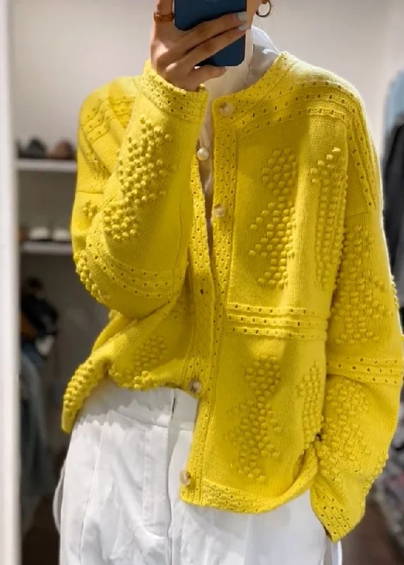Beautiful Yellow O Neck Button Knit Sweaters Coat Fall Herringbone Houndstooth Plaid Beautiful Yellow O Neck Button Knit Sweaters Coat Fall Herringbone Houndstooth Plaid