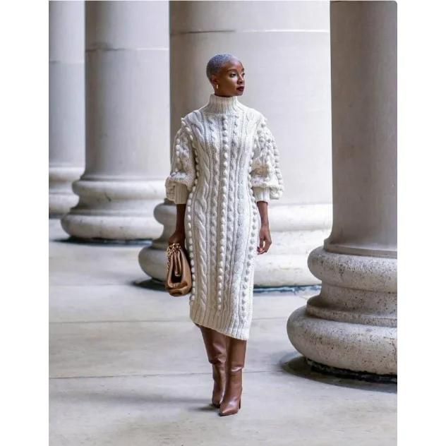 Elegant Cable Knit Casual Turtle Neck Puff Sleeve Knit Duster Long Sweater Dress Winter Maxi Dress Open Front Closed Front Wrap Front Elegant Cable Knit Casual Turtle Neck Puff Sleeve Knit Duster Long Sweater Dress Winter Maxi Dress Open Front Closed Front Wrap Front