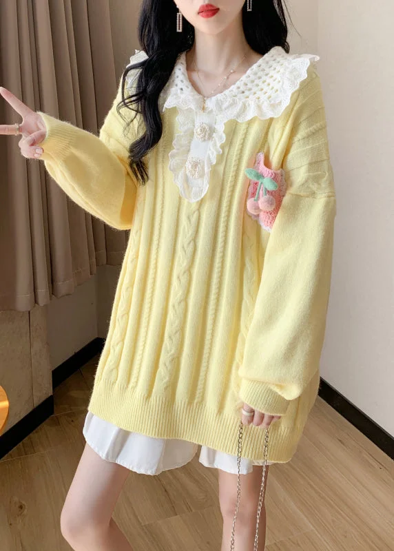 Organic Yellow Hollow Out Cozy Cotton Knit Sweater Spring Boxy Sweater Fitted Sweater A-Line Organic Yellow Hollow Out Cozy Cotton Knit Sweater Spring Boxy Sweater Fitted Sweater A-Line