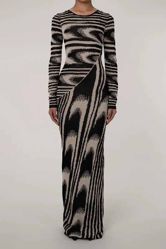 Vintage Geometric Print Crew Neck Long Sleeve Sheath Sweater Maxi Dress Mesh Blend Leather Blend Suede Blend Vintage Geometric Print Crew Neck Long Sleeve Sheath Sweater Maxi Dress Mesh Blend Leather Blend Suede Blend
