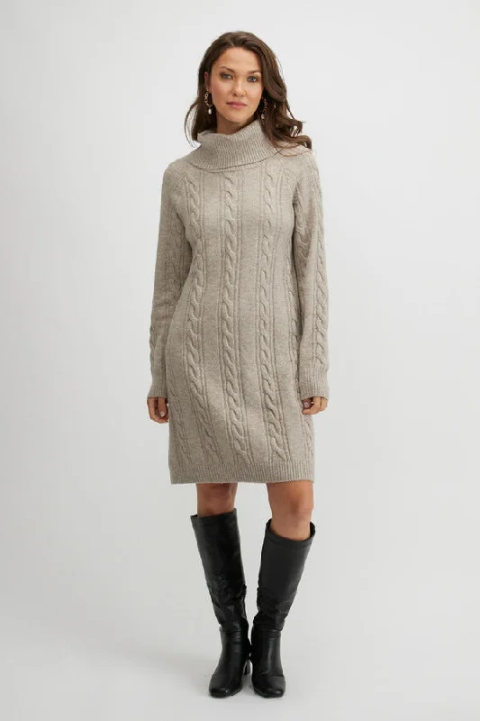 Emproved Cable Knit Sweater Dress - Oat