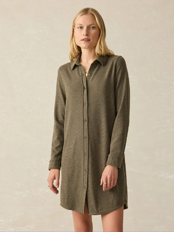 LEGEND SWEATER DRESS - OLIVE MELANGE TWILL