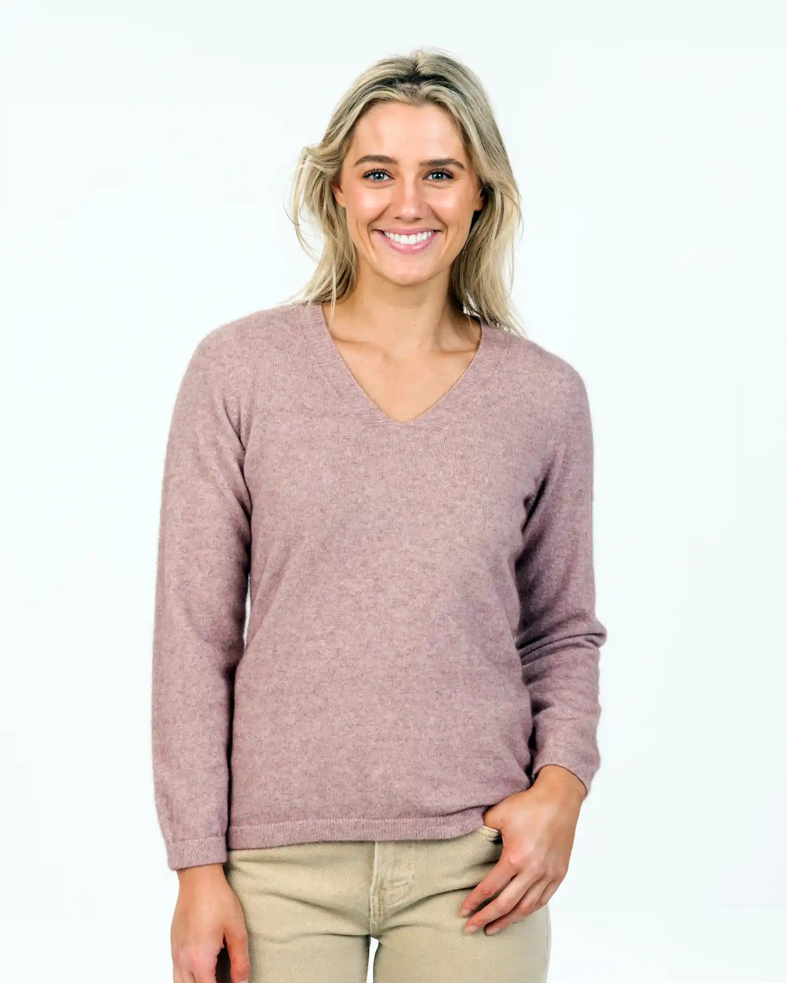 Lily Women's Vee-Neck Merino Wool Sweater - NB396