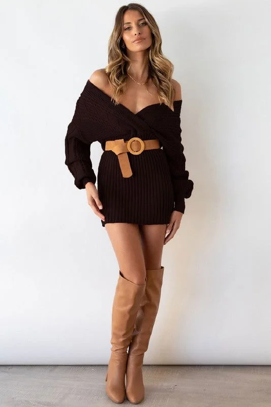 Sexy Sweaters Fashion Dress in Black