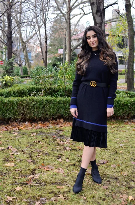 Sweater Dress (Black/Royal Blue)