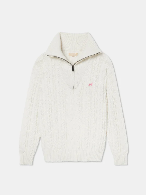 Long Sleeves Cable Knit Half-Zip Sweater