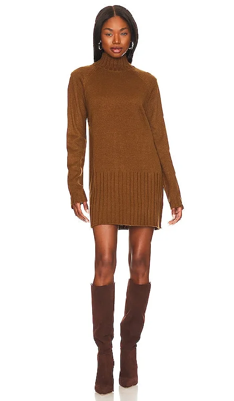 Sanctuary The Sweater Mini Dress in Cognac