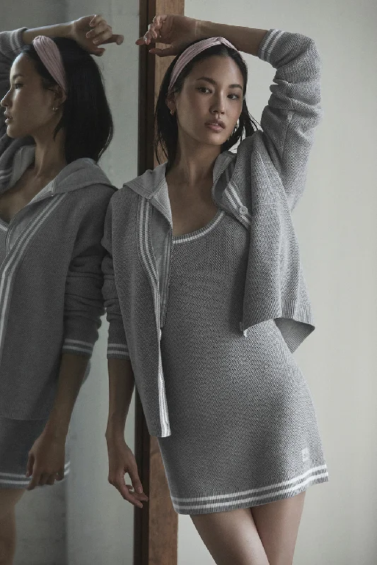 Tennis Club Sweater Knit Dress - Athletic Heather Grey/White